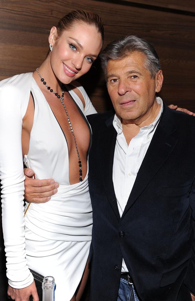 Victoria’s Secret Angel Candice Swanepoel with outgoing VS chief marketing officer, Ed Razek. Picture: Getty Images