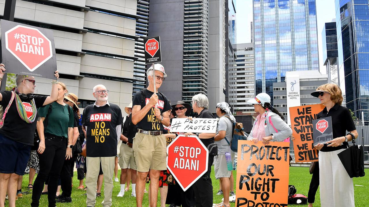 Protesters outside Brisbane’s Supreme Court on Friday. Picture: NewsWire/John Gass