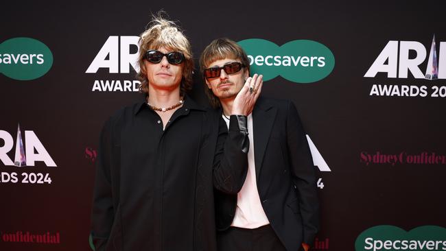 SYDNEY, AUSTRALIA . NewsWire Photos  20TH NOVEMBER 2024 Pictured are brothers Oli and Louis Leimbach from Lime Cordiale at the 2024 ARIA Awards 2024 held at The Hordern Pavilion at Moore Park in Sydney. Picture: NewsWire/ Richard Dobson