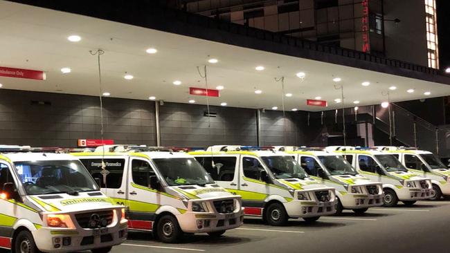 Ambulances a week ago lined up at the Gold Coast University Hospital raising concerns about ramping.