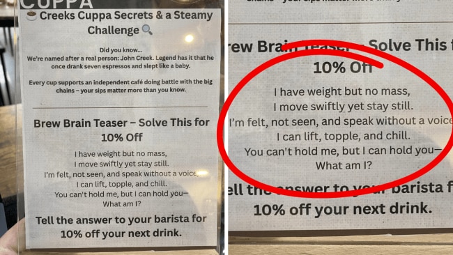 The cafe had a clever way to offer diners a 10% discount. Image: Reddit