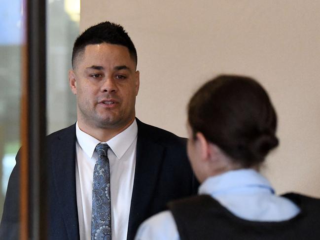 SYDNEY, AUSTRALIA - NewsWire Photos MARCH, 17, 2021: Jarryd Hayne is seen arriving at Downing Centre Courts, in Sydney. Former NRL player Jarryd Hayne's retrial over claims he raped a woman during a stopover at her house, is underway in Sydney. Picture: NCA NewsWire/Bianca De Marchi