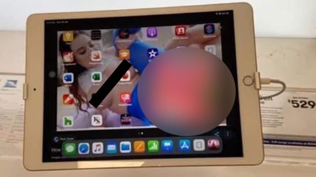 A Big W display iPad was found with a pornographic image on it. Picture: Supplied