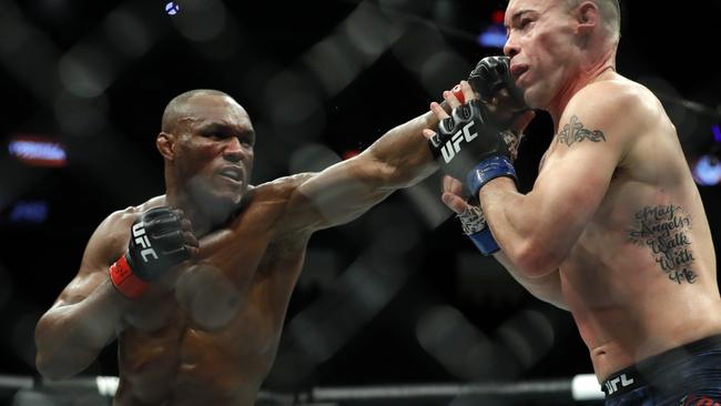 Kamaru Usman (left) is the current UFC welterweight champion. Picture: AFP