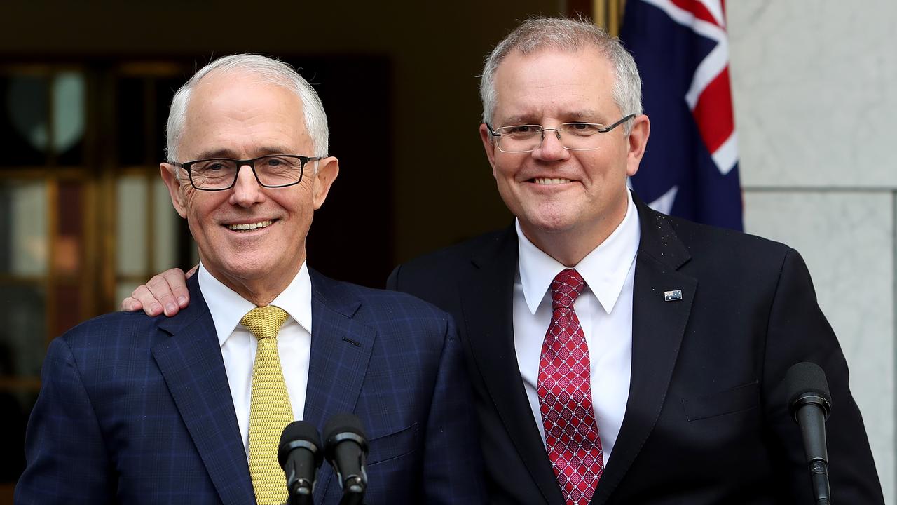 After a spill on Tuesday failed to dislodge the PM, Mr Morrison gave Mr Turnbull a hug and declared: “This is my leader and I’m ambitious for him”. Picture Kym Smith