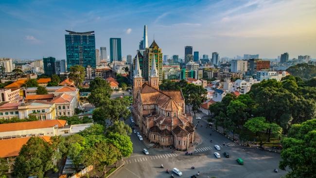 Notre Dame Cathedral of Saigon sits in the centre of Ho Chi Minh City.