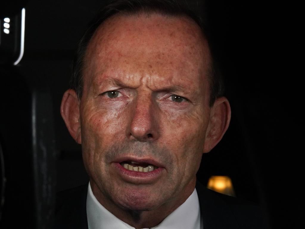 Former prime minister Tony Abbott during the launch of Dr Kevin Donnelly’s new book. Picture: Ben Rushton/AAP