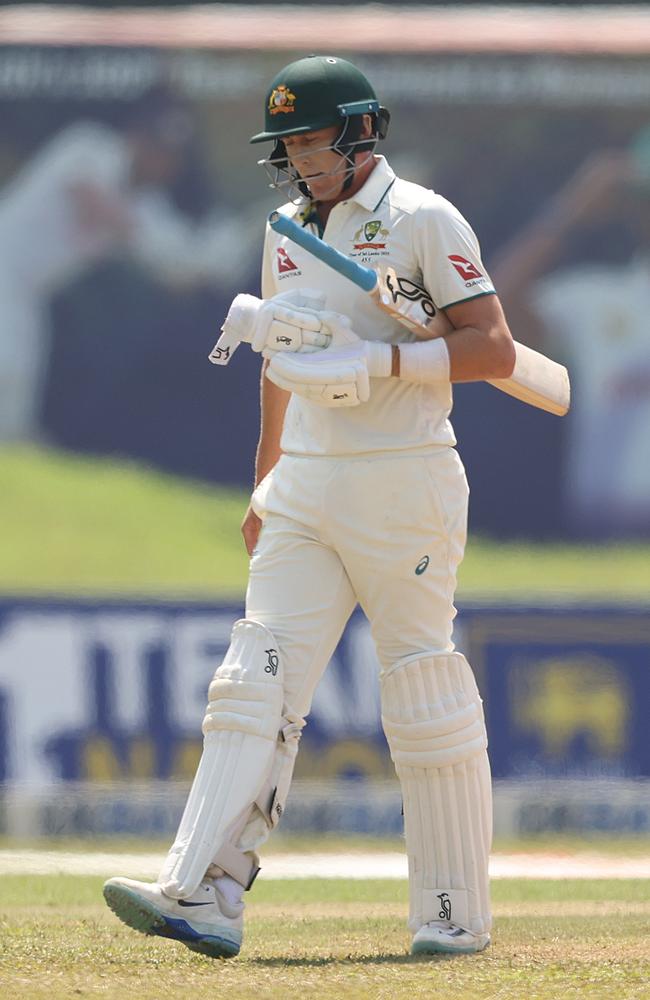 Marnus Labuschagne walks off after he was dismissed in the Second Test in Sri Lanka in February. Picture: Robert Cianflone/Getty Images