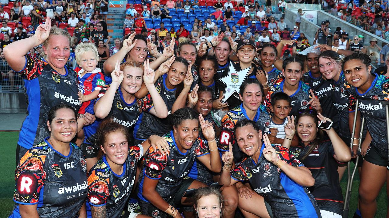 The Women's Indigenous All Stars with the trophy in 2017.