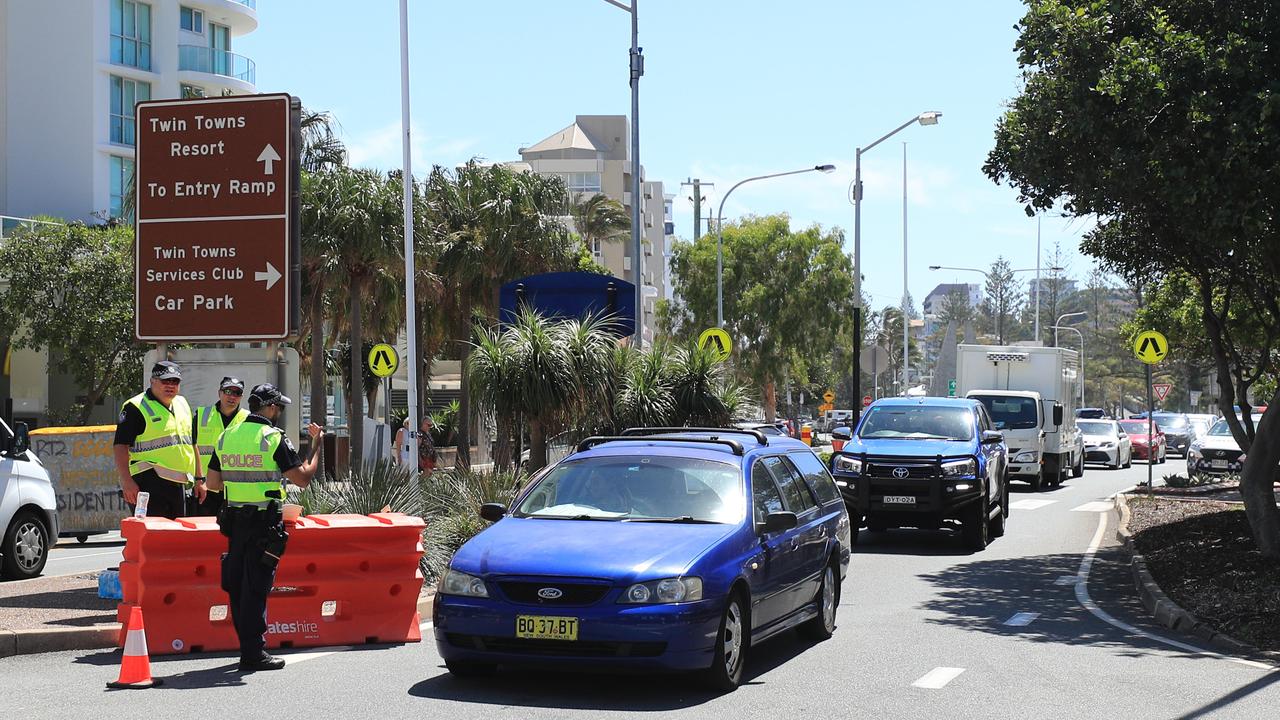 The checkpoint has caused heavy traffic at the border. Picture: Scott Powick