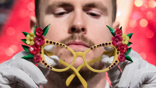 A pair of pink-diamante-encrusted ‘Hawaiian’ spectacles by Anglo American eyewear, late 20th Century. Picture: Wiktor Szymanowicz / Future Publishing /Getty