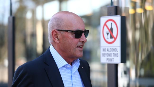 .SA Football Commissioner John Olsen arrives  at SANFL head office at Adelaide Oval for Monday night’s crisis meeting. Picture: TAIT SCHMAAL.