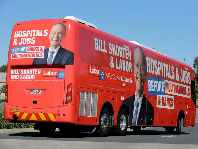 The Deputy Labor Leader Tanya Plibersek, Senator Kristina Keneally and Senator Chris Ketter will be travelling around on there new campaign bus, Tuesday 7th May 2019 Picture AAP/image David Clark