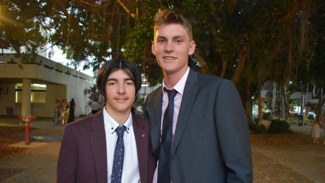 Ethan Stuckey and Joshua Willes at the Sarina State High School formal at the MECC, Mackay, on Thursday November 19. Picture: Zizi Averill