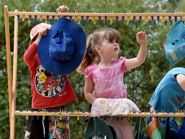 Yuille Park Children’s Centre in Ballarat was awarded an excellent rating in June and is one of just five centres in Victoria to hold the rating. (Picture: Nicole Garmston - Chase 4 , Alyssa 4 and Dominic 4 count shoes at Yuille Park Children‘s centre, Wendouree.)