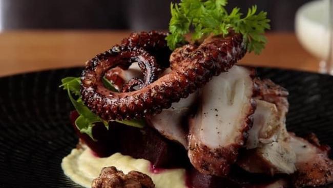 Grilled octopus, beetroot and skordalia from Agapi.