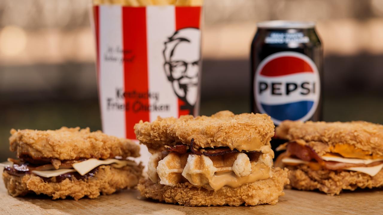 The original double, the waffle double and the zinger double. Picture: KFC.