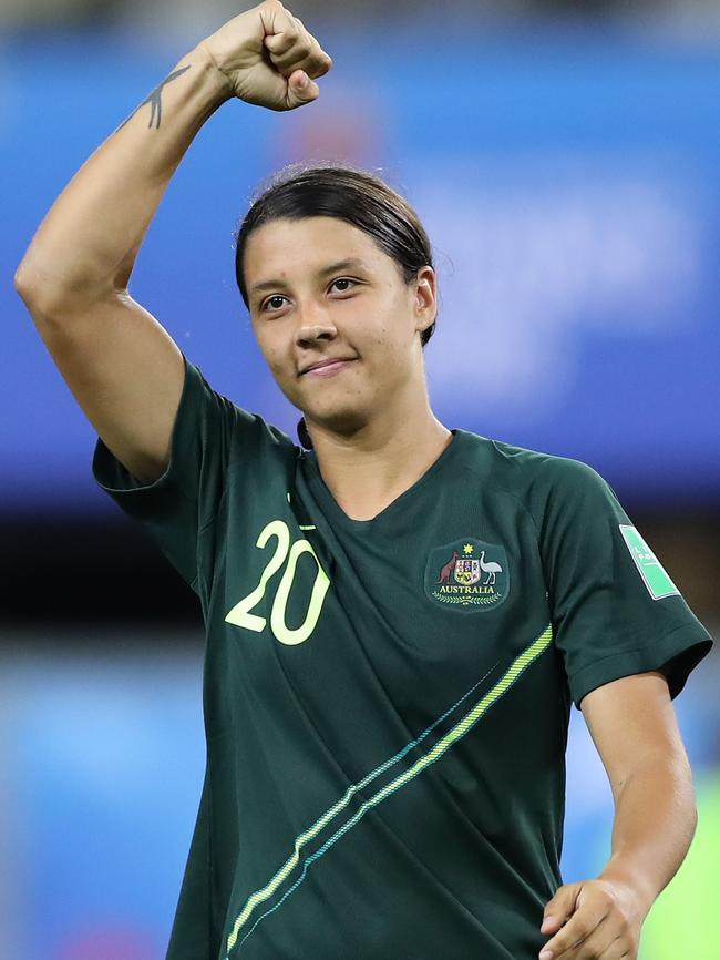 Matilda Sam Kerr celebrates during the 2019 FIFA Women's World Cup in France. Picture: GETTY IMAGES