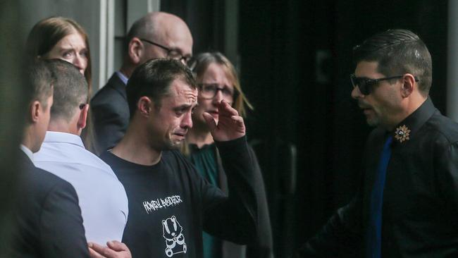 Family and friends at the funeral service for Matthew Berry at Tamborine Mountain Presbyterian Church. Picture: Glenn Campbell.