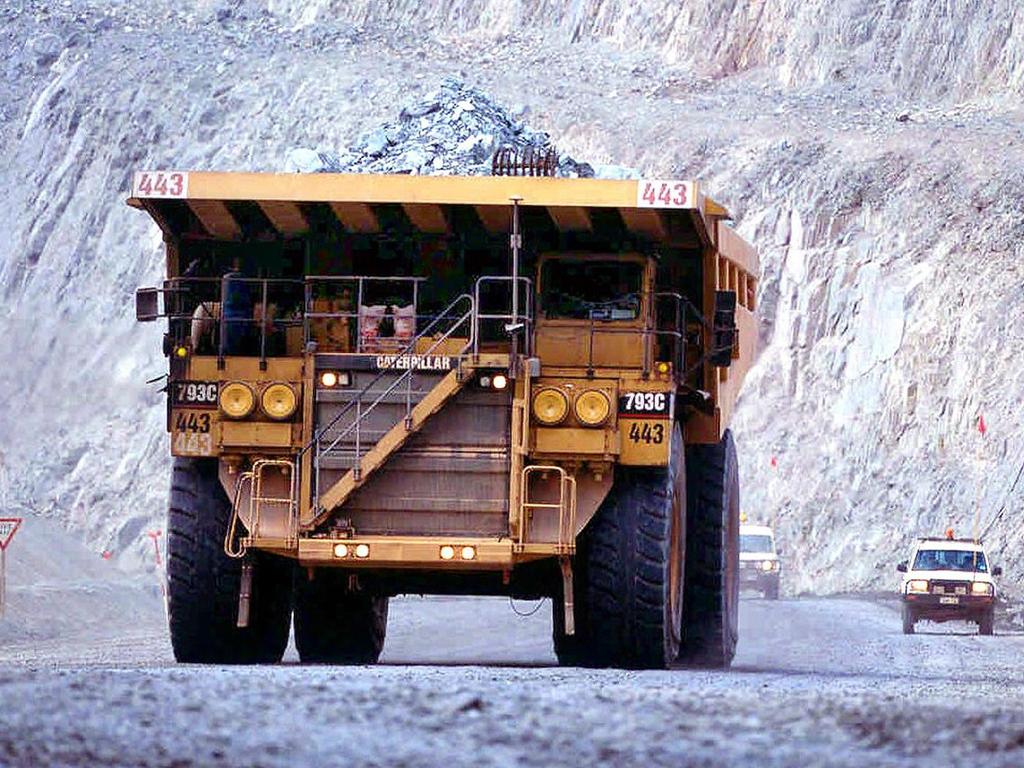 A mining dump truck at Mount Keith nickel mine in Western Australia.