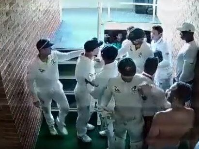 David Warner has had to be restrained by teammates after getting into an altercation with South African Quinton de Kock during the tea break on day four of the first Test in 2018.