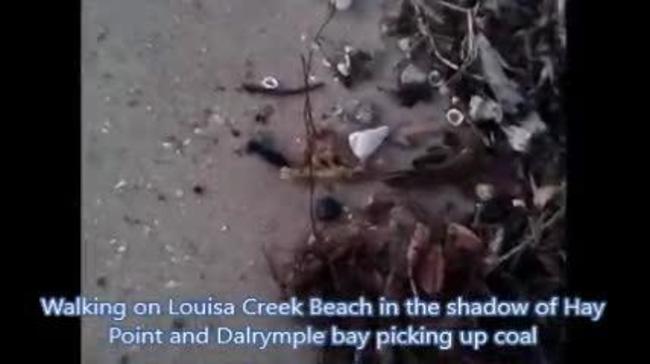 Lance Payne picking up coal from local beach