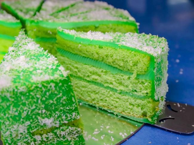 Island Dreams Cafe’s pandan cake. Picture: Jenifer Jagielski