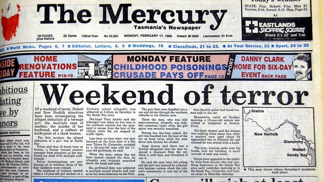 The front cover of the <i>Mercury</i> reporting of the murder of Dean Allie.