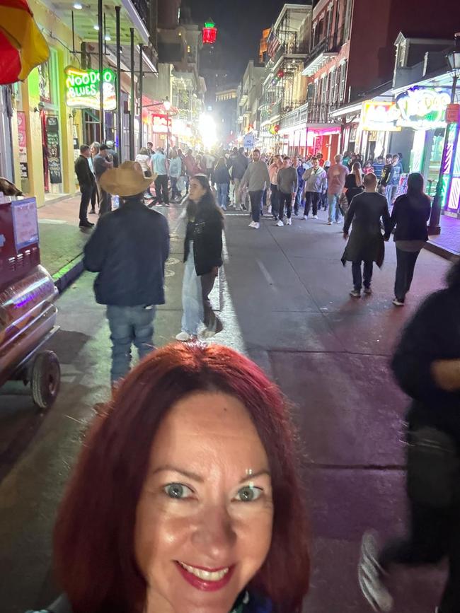 Ms Tobin walking on Bourbon St before the attack. Picture: Michelle Tobin