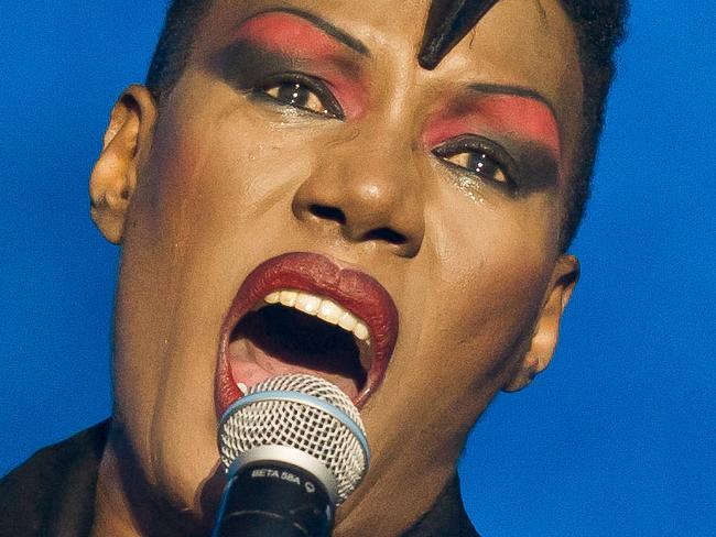 LONDON, UNITED KINGDOM - SEPTEMBER 13: Grace Jones performs on Day 1 of ON Blackheath at Blackheath Common on September 13, 2014 in London, England. (Photo by Joseph Okpako/WireImage)
