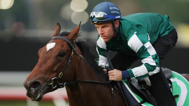 Tommy Berry rides Place Du Carrousel at trackwork at Randwick. Picture: Mark Metcalfe / Getty Images