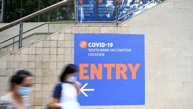 The Covid-19 vaccination hub at Southbank in Brisbane. Picture: NCA NewsWire / Dan Peled