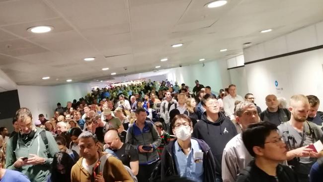 Passengers arriving and leaving Sydney Airport were caught in major delays after a SmartGate outage. Picture: Twitter/@davebergie