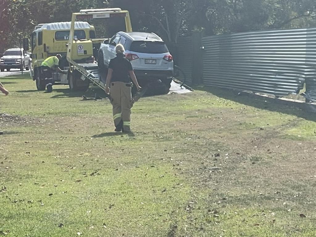 A car has crashed into a fence at Torquay - the third serious crash in Hervey Bay within hours. PHOTOS: Phillip Fynes-Clinton.