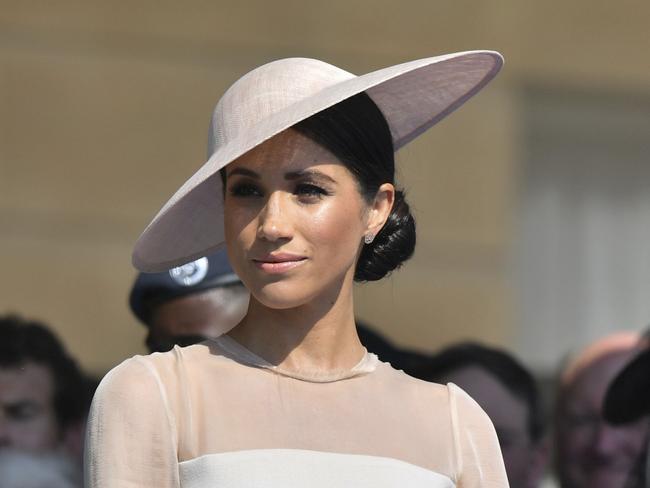 Meghan, the Duchess of Sussex attends a garden party at Buckingham Palace. Picture: Dominic Lipinski/Pool Photo via AP