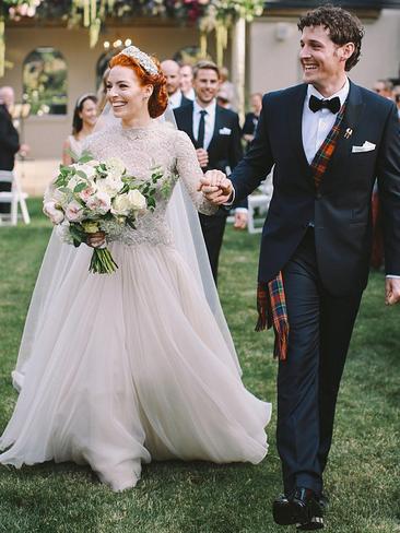 Watkins wore an elegant fairytale-esque gown by Australian designer Suzanne Harward