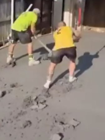 Jesse and his team smashed the concrete driveway days after it was poured. Picture:7News