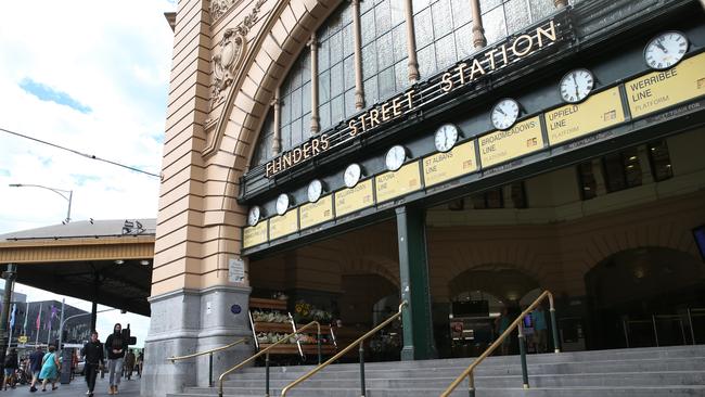 Flinders Street train station is quieter than usual