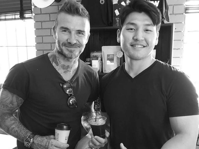 David Beckham at Coffee Alchemy in Marrickville