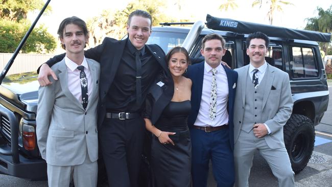 Cameron, Kian, Asha, Tallis and Jeff at the Maleny State High School formal on November 16, 2022. Picture: Sam Turner