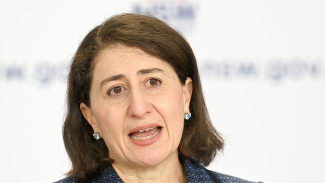 NSW Premier Gladys Berejiklian provides the daily update on Covid-19. Picture: Jeremy Piper