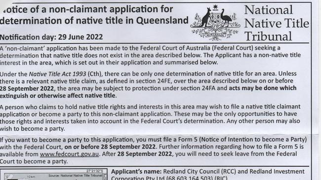 Redland City Council application to the Federal Court to extinguish native title at Toondah Harbour