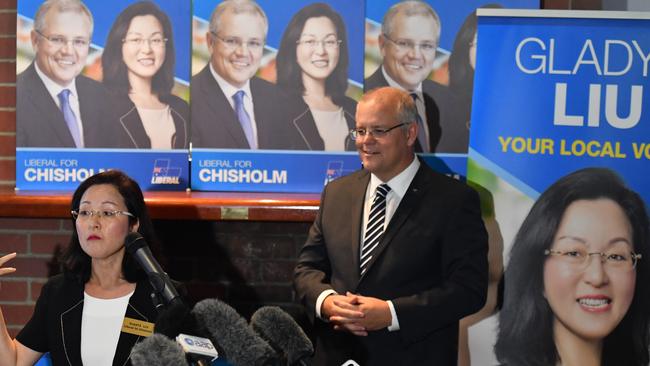 Prime Minister Scott Morrison and Gladys Liu at her campaign launch at the Box Hill Golf Club.