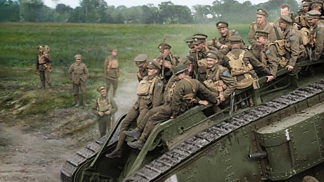 Scene from director Peter Jackson's WWI documentary They Shall Not Grow Old.