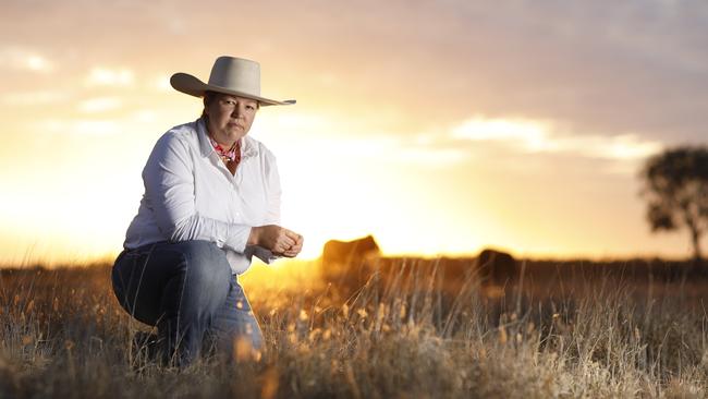 Josie Angus on her cattle station north of Moranbah, 250km west of Mackay, Queensland. Picture: Damien Carty