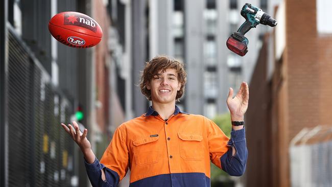 Cadman’s ready to ditch the tools for the Sherrin. Picture: Michael Klein