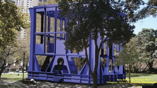 The Pavilion, a giant milk crate sculpture, was mooted for Belmore Park, near Central Station.