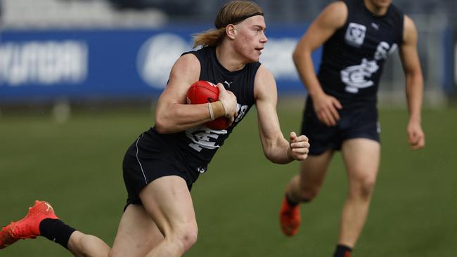 Likely No. 1 draft pick Harley Reid still has room for improvement, according to AFL Academy coach Tarkyn Lockyer. Picture: Getty Images