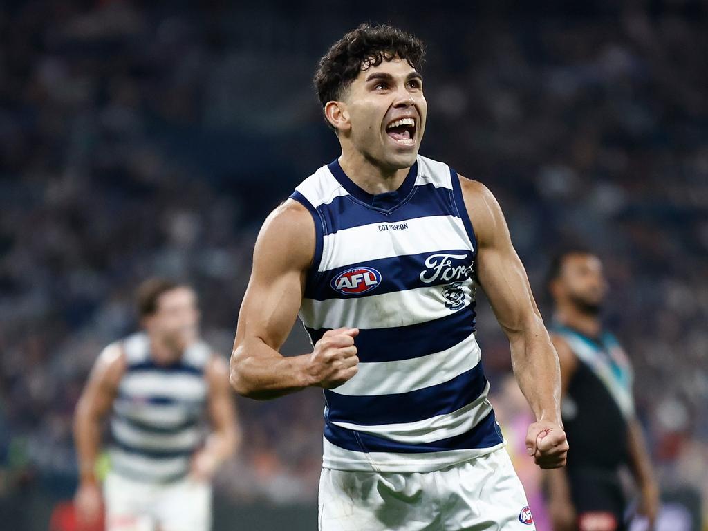 Tyson Stengle is set to stay with Geelong. Picture: Michael Willson/AFL Photos via Getty Images