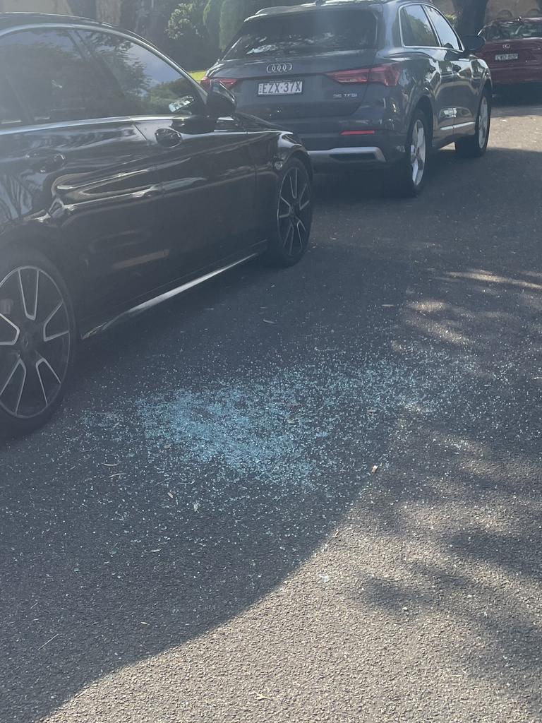 Car windows had been smashed in. Picture: News.com.au